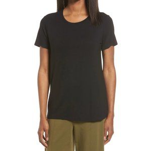 Eileen Fisher Black Silk Crew Neck Tee L/G